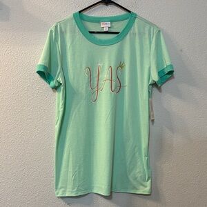 NWT LuLaRoe Aqua Tee with Multicolor Logo